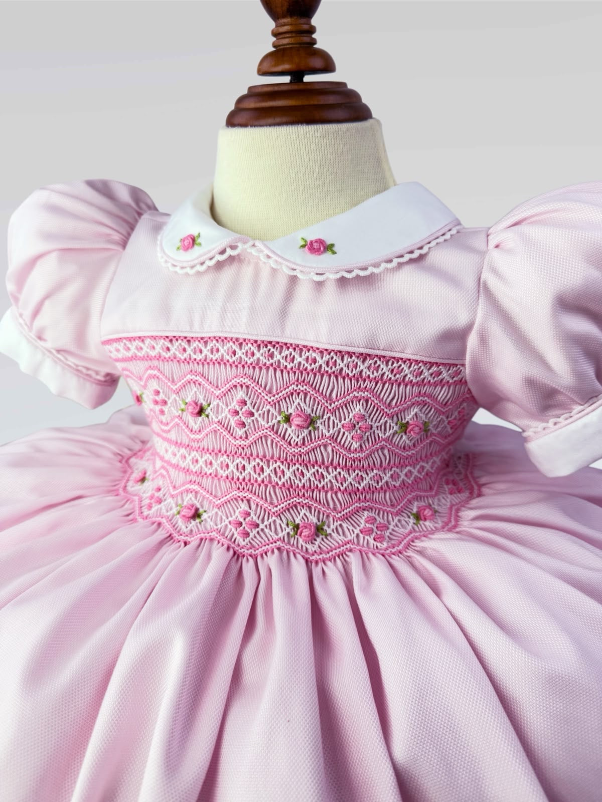 Pollie Baby Pink Hand Smocked Dress With Knickers & Hair Accessories