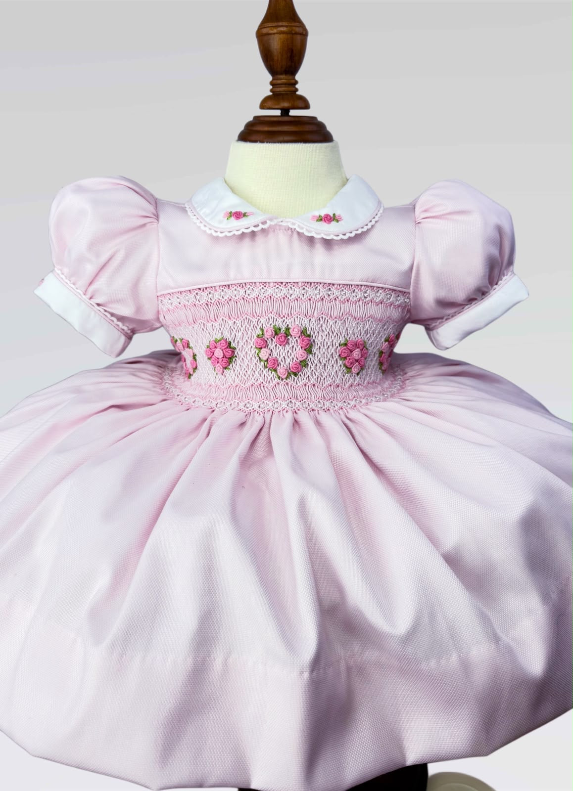 Luvella Pearl Baby Pink Heart Hand Smocked Dress With Knickers & Hair Accessories
