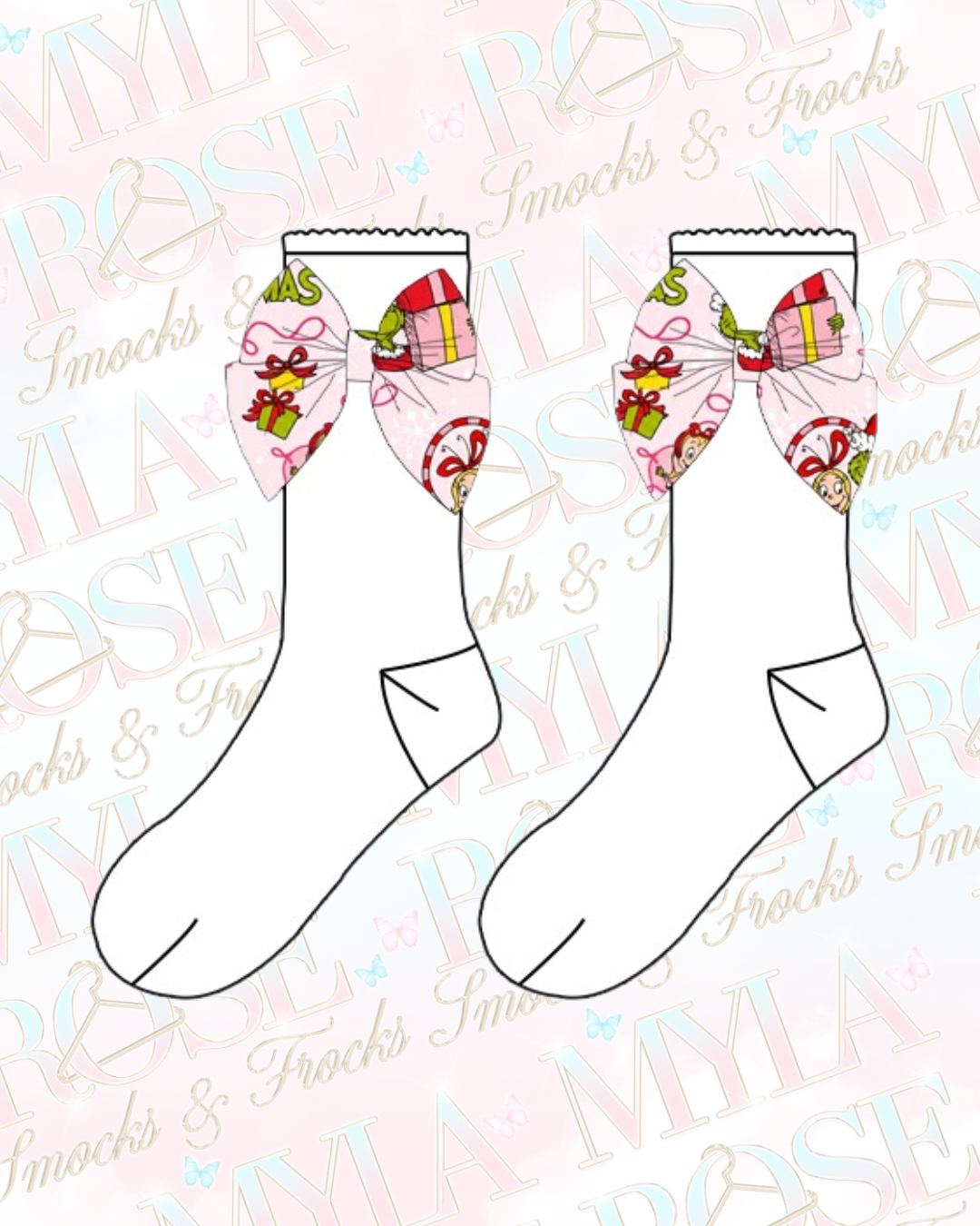 Pink Grinchmas Socks (Pre Order)
