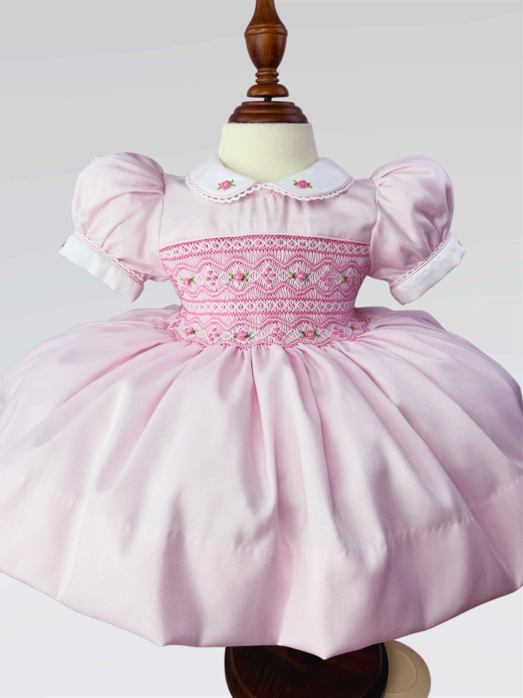 Pollie Baby Pink Hand Smocked Dress With Knickers & Hair Accessories