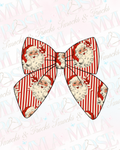 Striped Santa Large Bow Clip (Pre Order)
