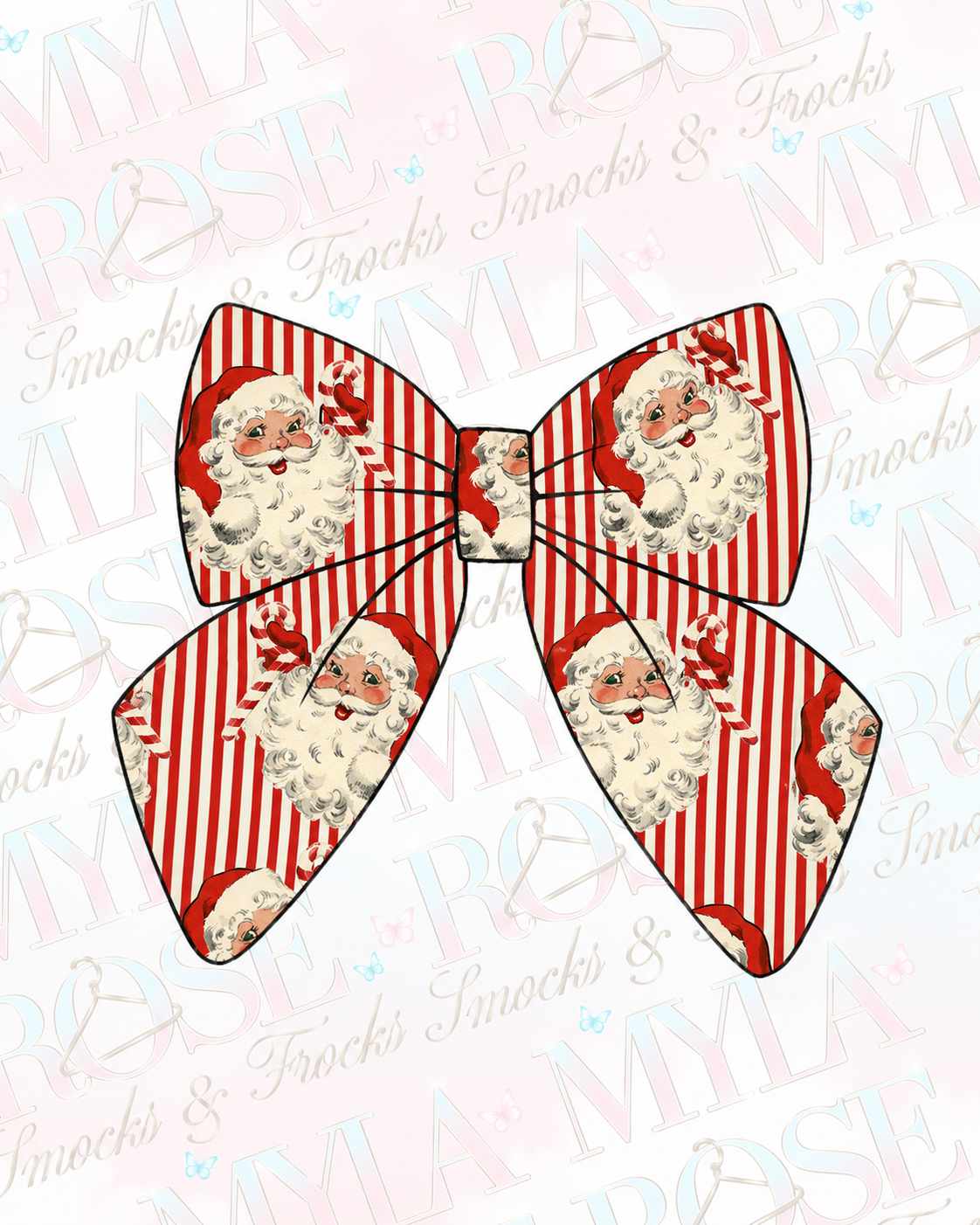 Striped Santa Large Bow Clip (Pre Order)