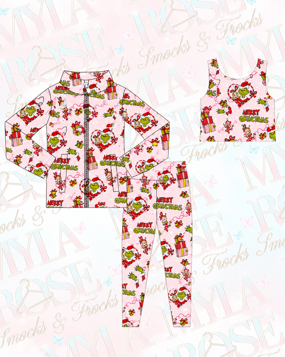 Pink Grinchmas Three Piece Activewear Set (Pre Order)