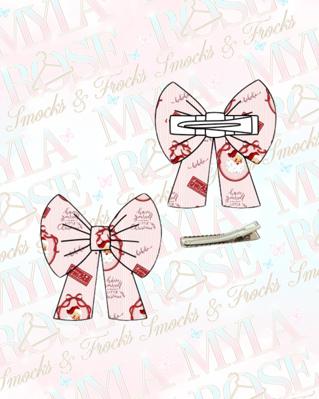 Girly Ho Ho Ho Large Bow Clip (Pre Order)