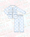Blue Gingham Pumpkin Exclusive Smocked Pyjamas (Pre Order)