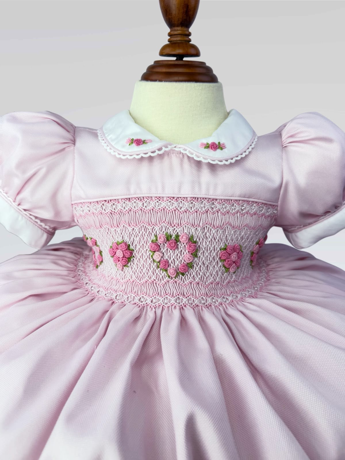 Luvella Pearl Baby Pink Heart Hand Smocked Dress With Knickers & Hair Accessories