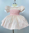 Luvella Floral Blush Hand Smocked Dress With Knickers & Hair Accessories (Pre Order)