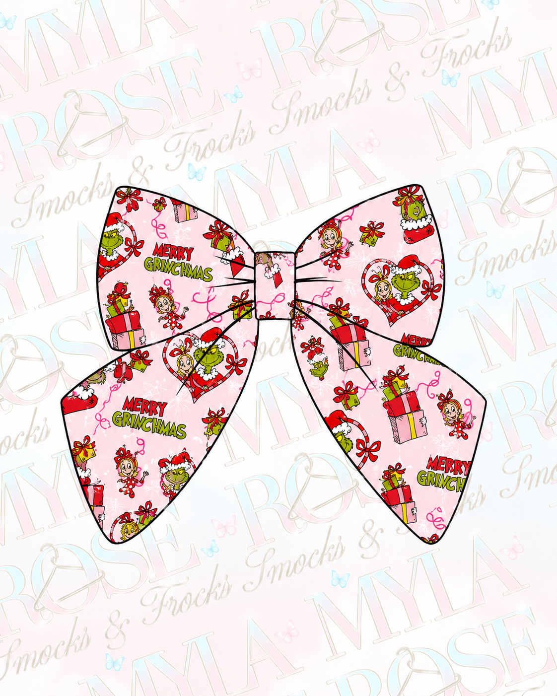 Pink Grinchmas Large Bow Clip (Pre Order)