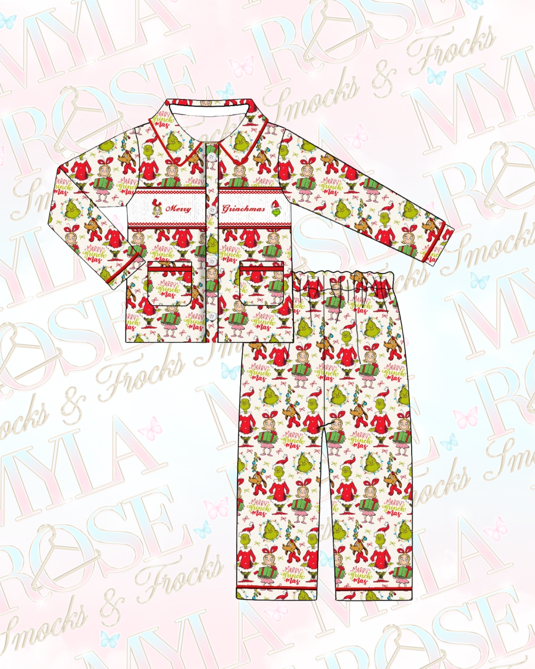 Boys Grinchmas Smocked Pyjamas (Pre Order)