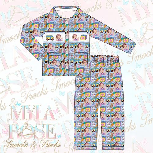 Blue Mrs Rachel Exclusive Smocked Pyjamas