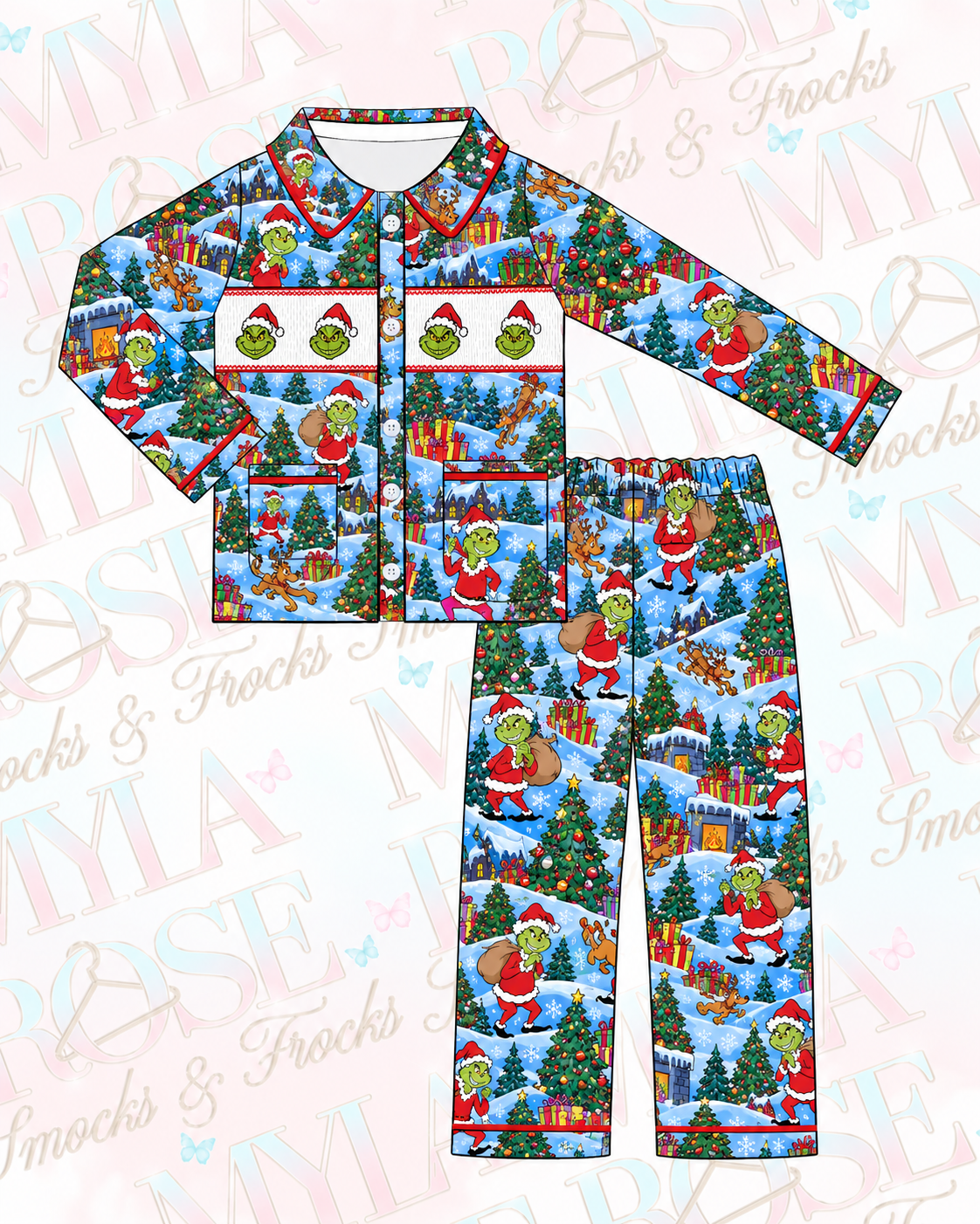 Boys Grinchmas Smocked Pyjamas (Pre Order)